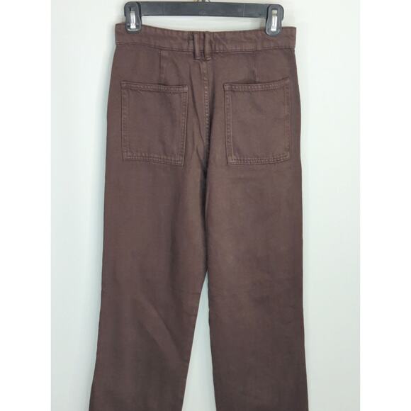 Zara Brown Pants Women's XS High Waisted Straight Leg Casual Neutral Minimalist - Picture 8 of 11